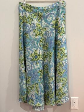 Tailor B Moss 6 Blue & Green Mosaic Print Maxi Skirt 537